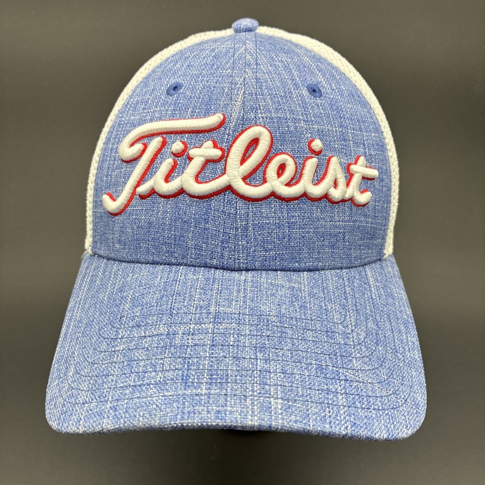 Titleist Performance Golf Hat Men's One Size Blue White Mesh USA Flag Adjustable